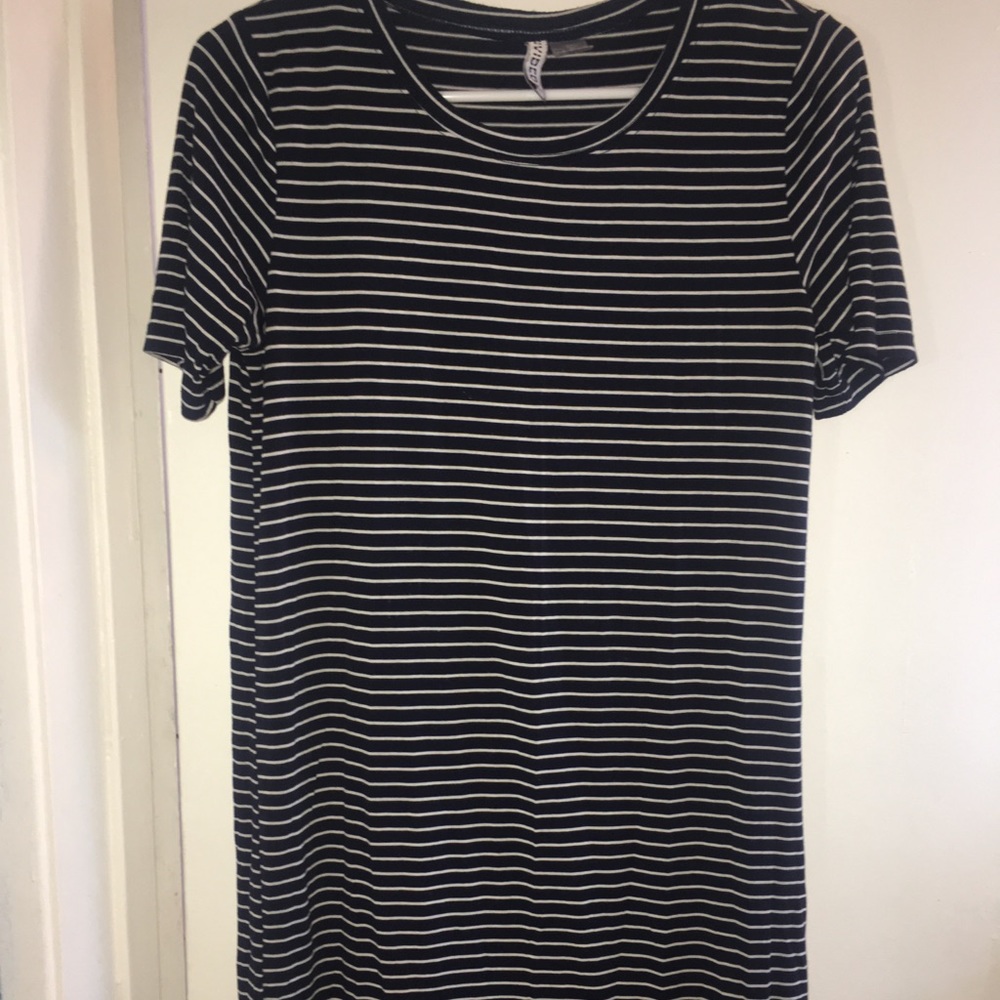 Navy Blue and White Striped Dress